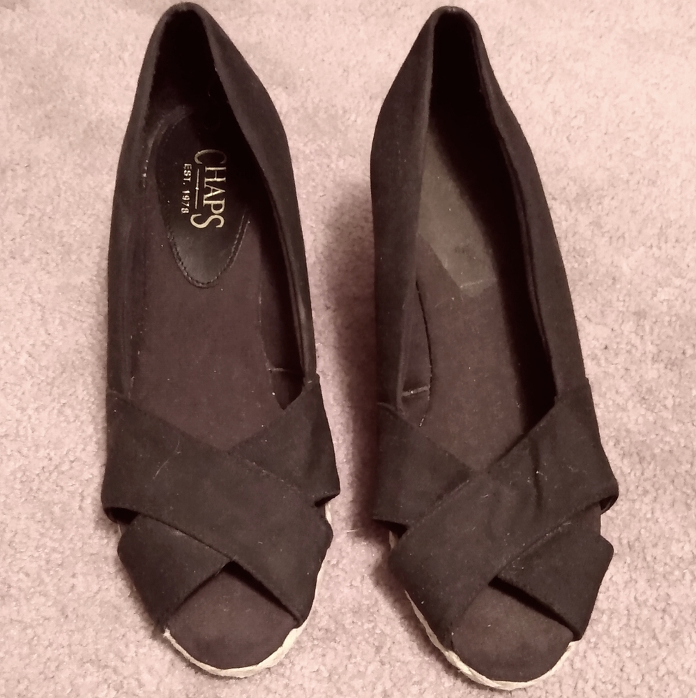 Black open toe espadrilles